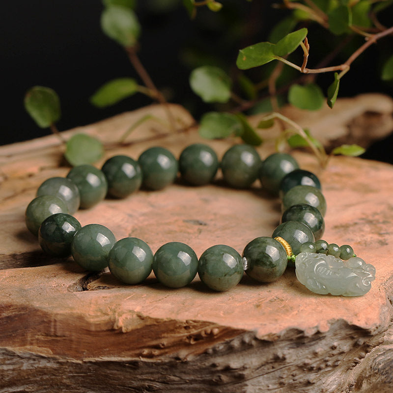 Mystery Tao Pixiu jadeite bracelet, lucky and lucky.Town house protection. Natural jadeite