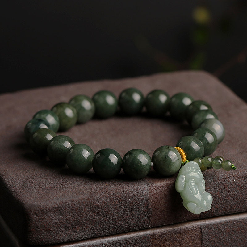 Mystery Tao Pixiu jadeite bracelet, lucky and lucky.Town house protection. Natural jadeite