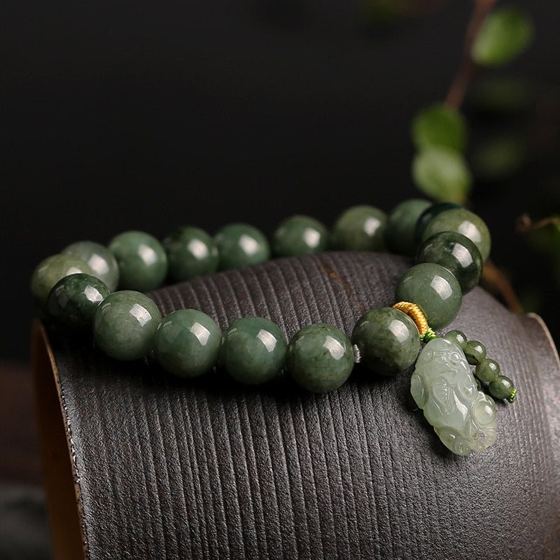 Mystery Tao Pixiu jadeite bracelet, lucky and lucky.Town house protection. Natural jadeite