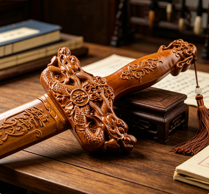 Mystery Tao Taoist mahogany sword, feng shui ornament, improve the family feng shui pattern and drive away bad magnetic fields. Protect family members