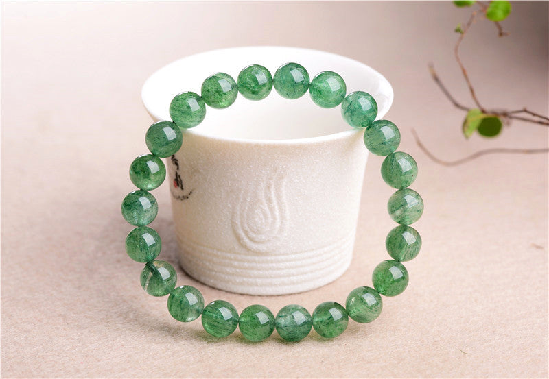 Mystery Tao Green Strawberry Crystal Energy Bracelet. Heals the soul and enhances decisiveness. Natural Crystal