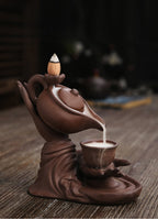 MysteryTao Ceramic Buddha Hand Teapot Backflow Incense Burner | Zen Waterfall Smoke Decor