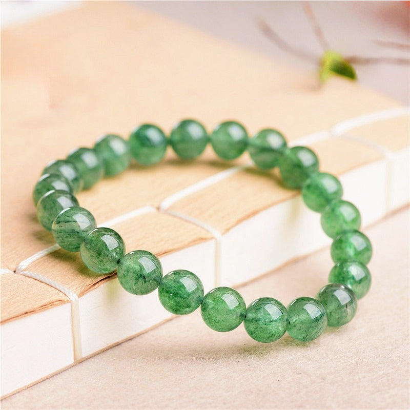 Mystery Tao Green Strawberry Crystal Energy Bracelet. Heals the soul and enhances decisiveness. Natural Crystal