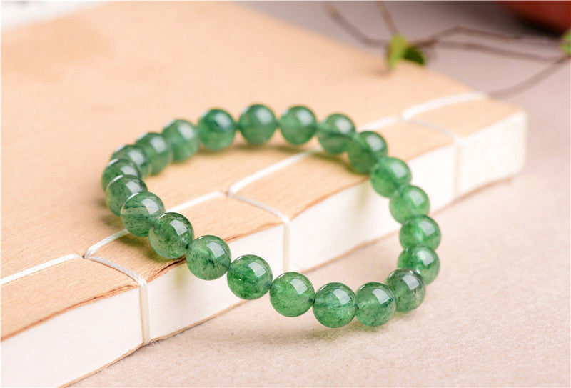 Mystery Tao Green Strawberry Crystal Energy Bracelet. Heals the soul and enhances decisiveness. Natural Crystal