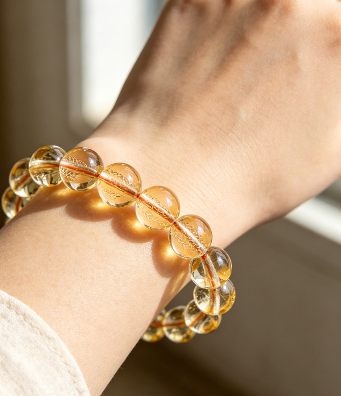 Mystery Tao Natural Citrine Bracelet - Stone of Wealth Crystal Jewelry