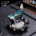 Mystery Backflow Incense Burner with Koi Fishing & Lotus Zen Ornaments, Meditation Items to Enhance Family Feng Shui