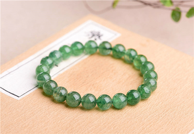 Mystery Tao Green Strawberry Crystal Energy Bracelet. Heals the soul and enhances decisiveness. Natural Crystal