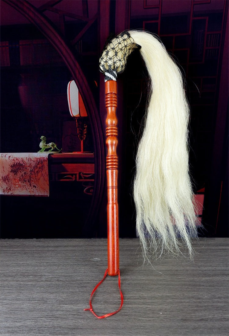 Mystery Tao Taoist Horse Tail Flying Whisk (Fu Chen), prayer, meditation items, enhance family feng shui energy, drive away bad magnetic fields, real ponytail