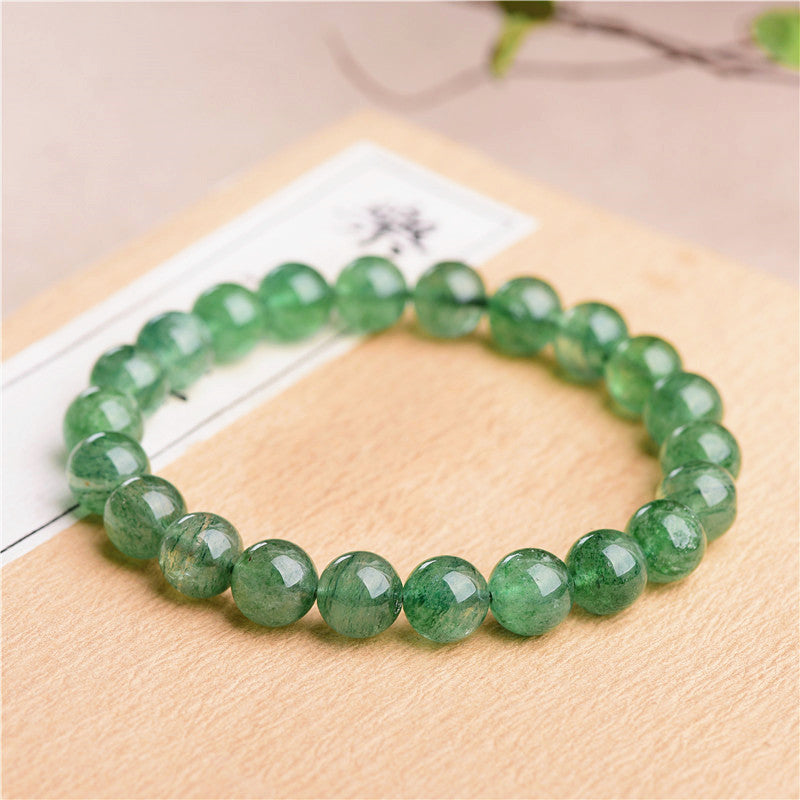 Mystery Tao Green Strawberry Crystal Energy Bracelet. Heals the soul and enhances decisiveness. Natural Crystal