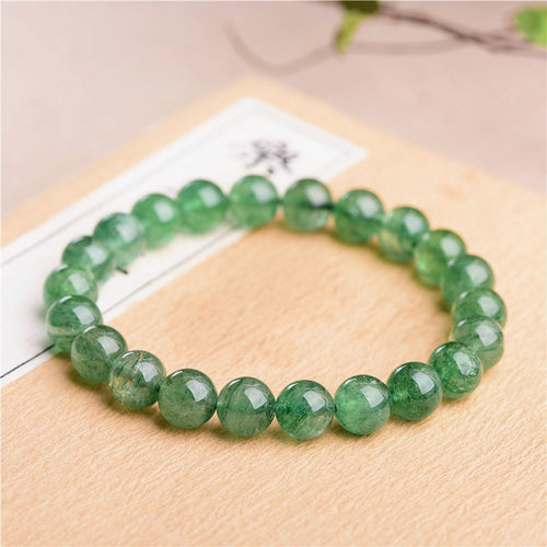 Mystery Tao Green Strawberry Crystal Energy Bracelet. Heals the soul and enhances decisiveness. Natural Crystal