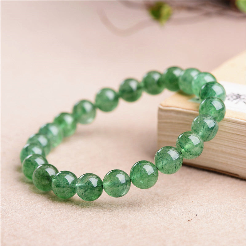 Mystery Tao Green Strawberry Crystal Energy Bracelet. Heals the soul and enhances decisiveness. Natural Crystal