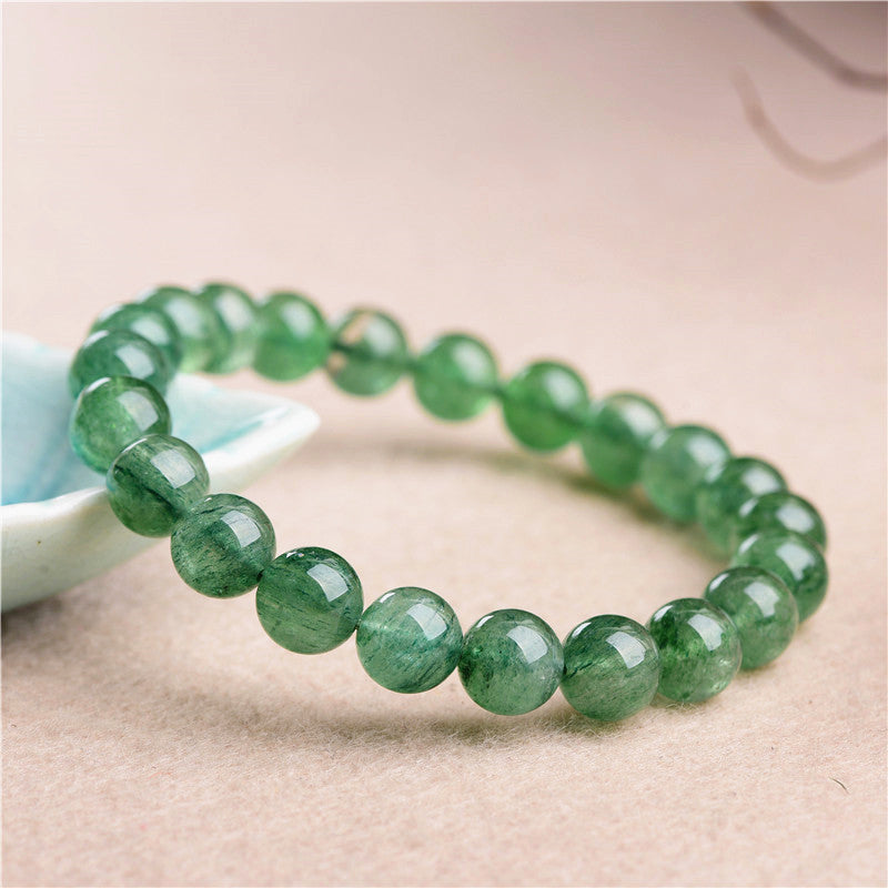 Mystery Tao Green Strawberry Crystal Energy Bracelet. Heals the soul and enhances decisiveness. Natural Crystal