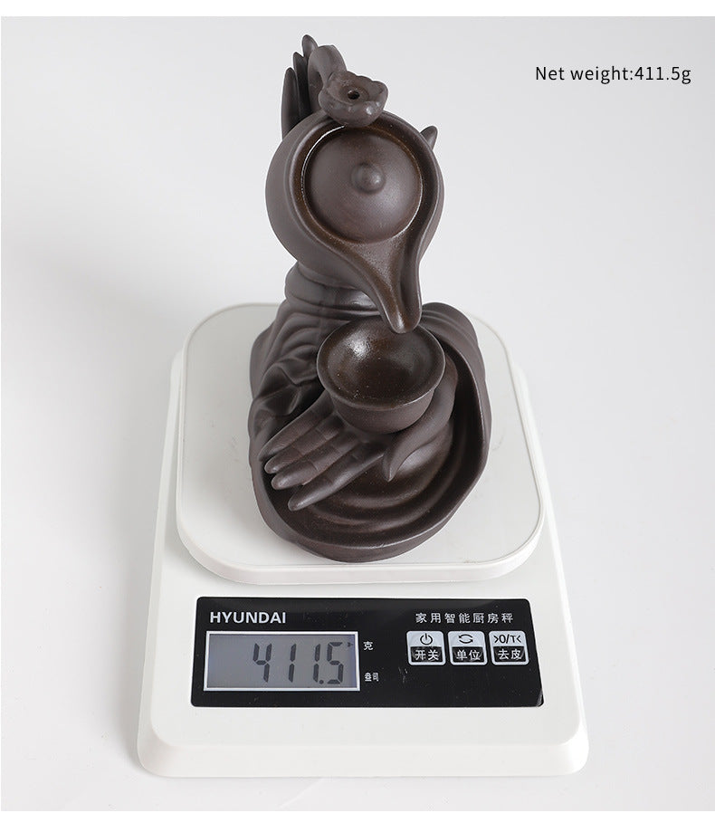 MysteryTao Ceramic Buddha Hand Teapot Backflow Incense Burner | Zen Waterfall Smoke Decor