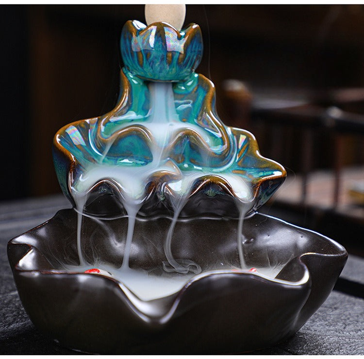 Mystery Backflow Incense Burner with Koi Fishing & Lotus Zen Ornaments, Meditation Items to Enhance Family Feng Shui