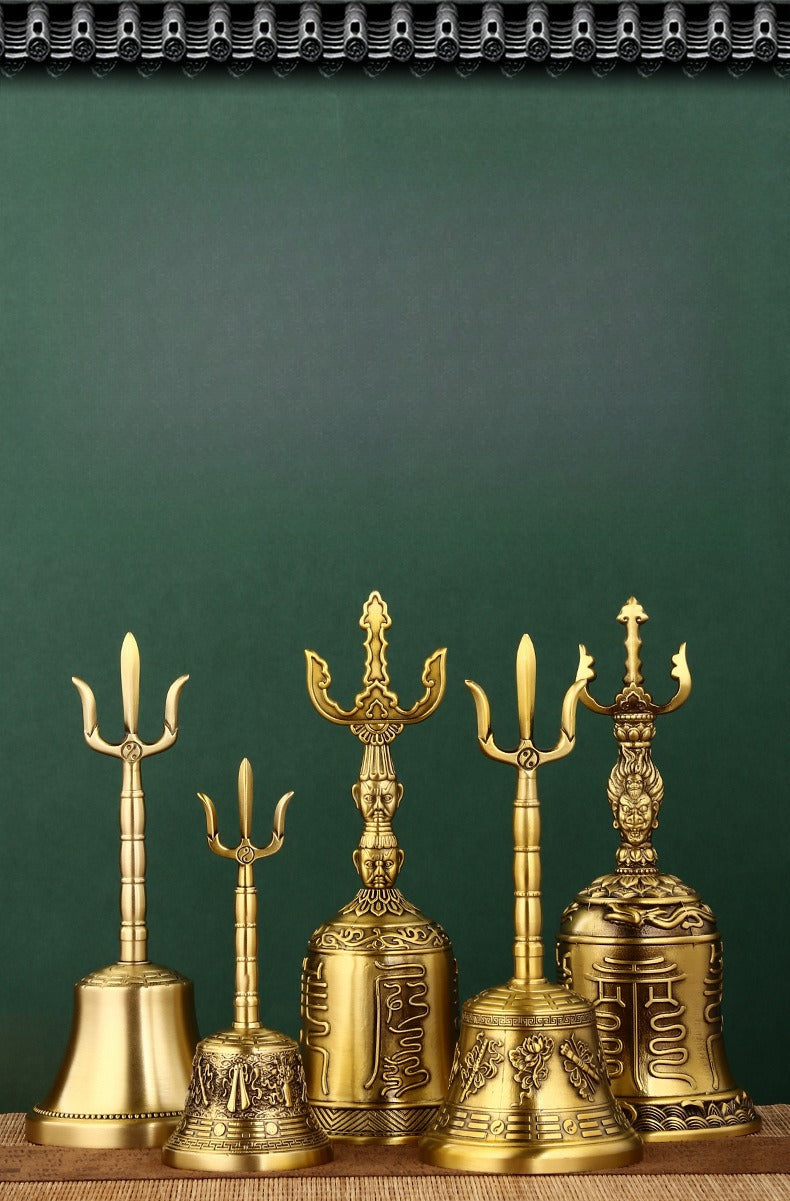 Mystery Tao Sanqingling Meditation Items. Protect the family Feng Shui energy. Drive away bad magnetic fields. Brass