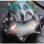 Mystery Backflow Incense Burner with Koi Fishing & Lotus Zen Ornaments, Meditation Items to Enhance Family Feng Shui