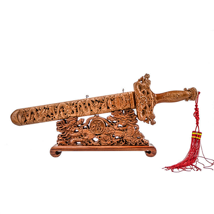 Mystery Tao Taoist mahogany sword, feng shui ornament, improve the family feng shui pattern and drive away bad magnetic fields. Protect family members