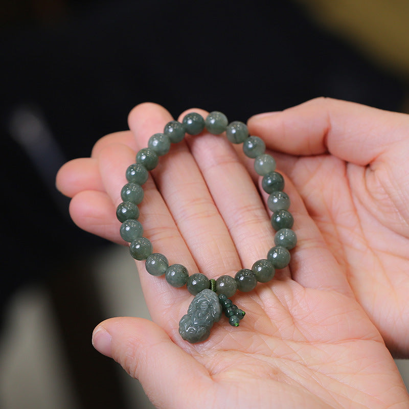Mystery Tao Pixiu jadeite bracelet, lucky and lucky.Town house protection. Natural jadeite