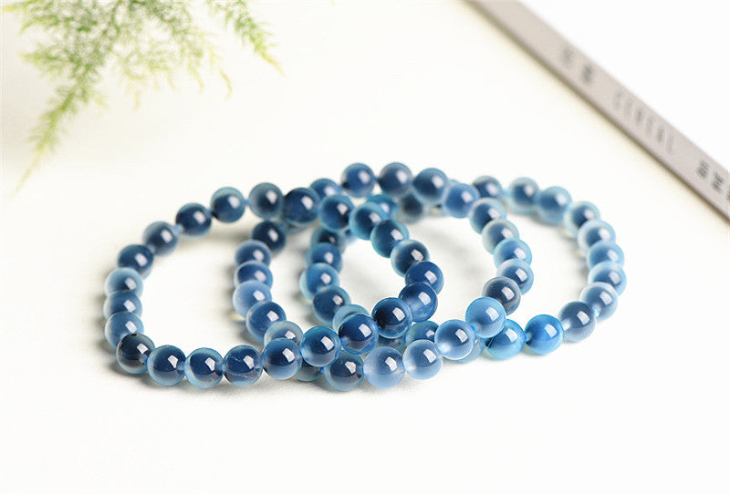Mystery Tao Meditation Water Rhyme Bracelet - Blue Chalcedony Body Bracelet. Healthy growth. Break through the bottleneck