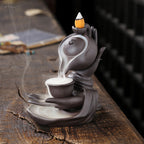 MysteryTao Ceramic Buddha Hand Teapot Backflow Incense Burner | Zen Waterfall Smoke Decor