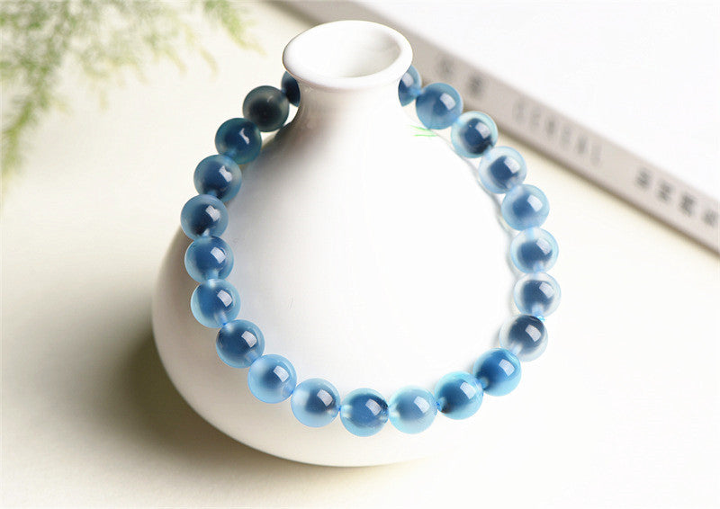 Mystery Tao Meditation Water Rhyme Bracelet - Blue Chalcedony Body Bracelet. Healthy growth. Break through the bottleneck