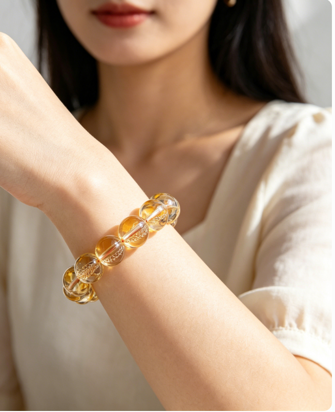 Mystery Tao Natural Citrine Bracelet - Stone of Wealth Crystal Jewelry