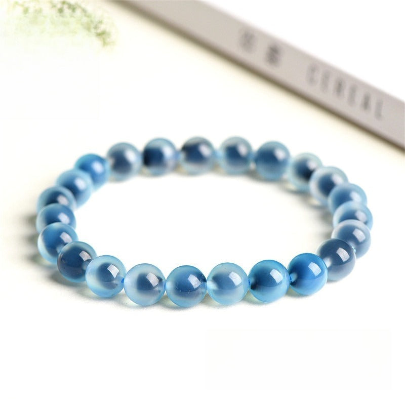 Mystery Tao Meditation Water Rhyme Bracelet - Blue Chalcedony Body Bracelet. Healthy growth. Break through the bottleneck