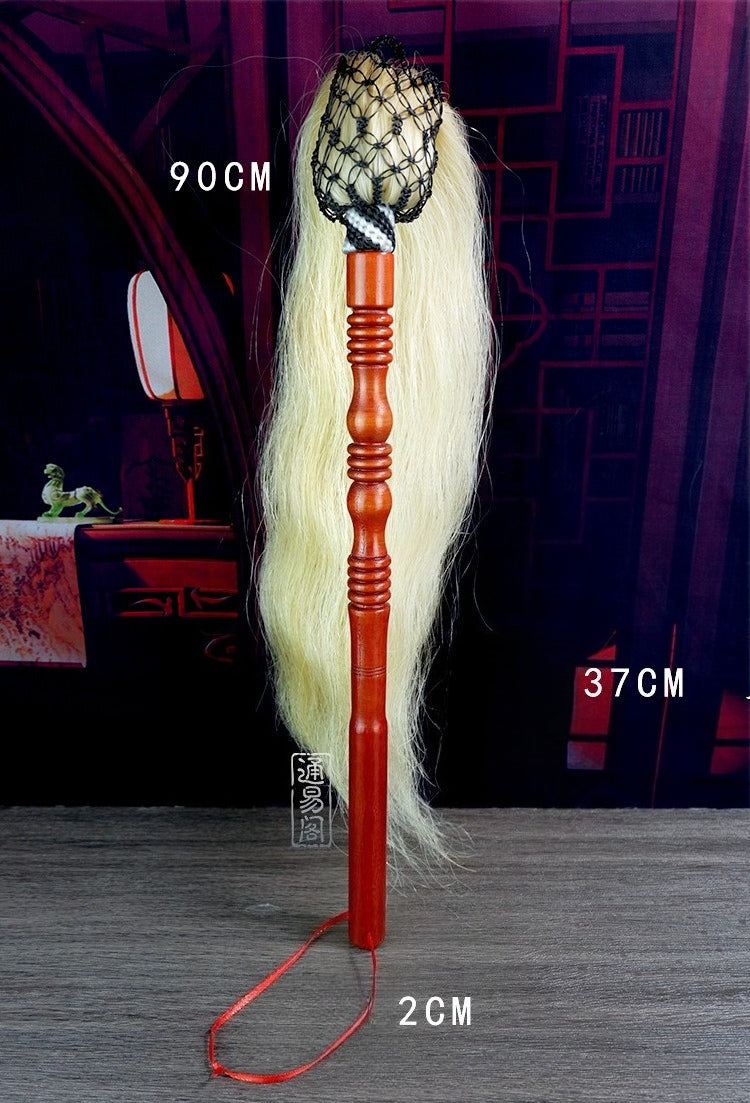 Mystery Tao Taoist Horse Tail Flying Whisk (Fu Chen), prayer, meditation items, enhance family feng shui energy, drive away bad magnetic fields, real ponytail