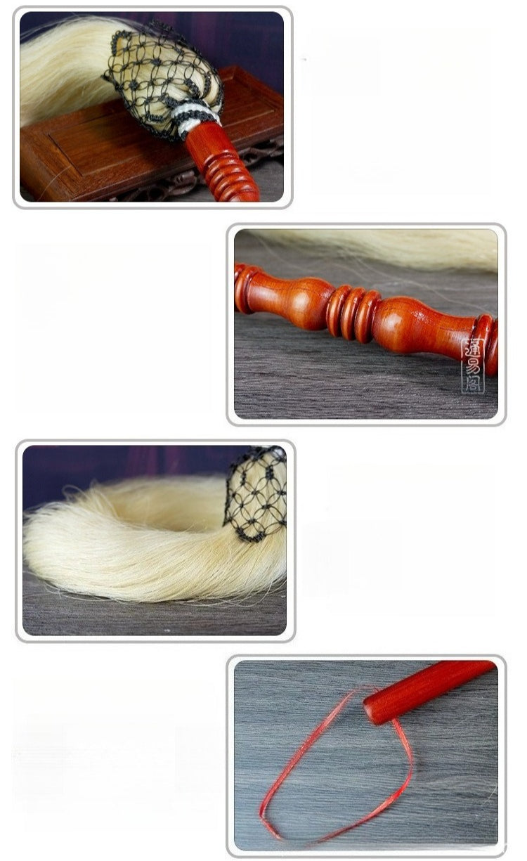 Mystery Tao Taoist Horse Tail Flying Whisk (Fu Chen), prayer, meditation items, enhance family feng shui energy, drive away bad magnetic fields, real ponytail