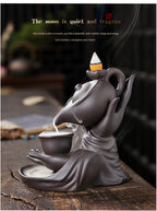 MysteryTao Ceramic Buddha Hand Teapot Backflow Incense Burner | Zen Waterfall Smoke Decor